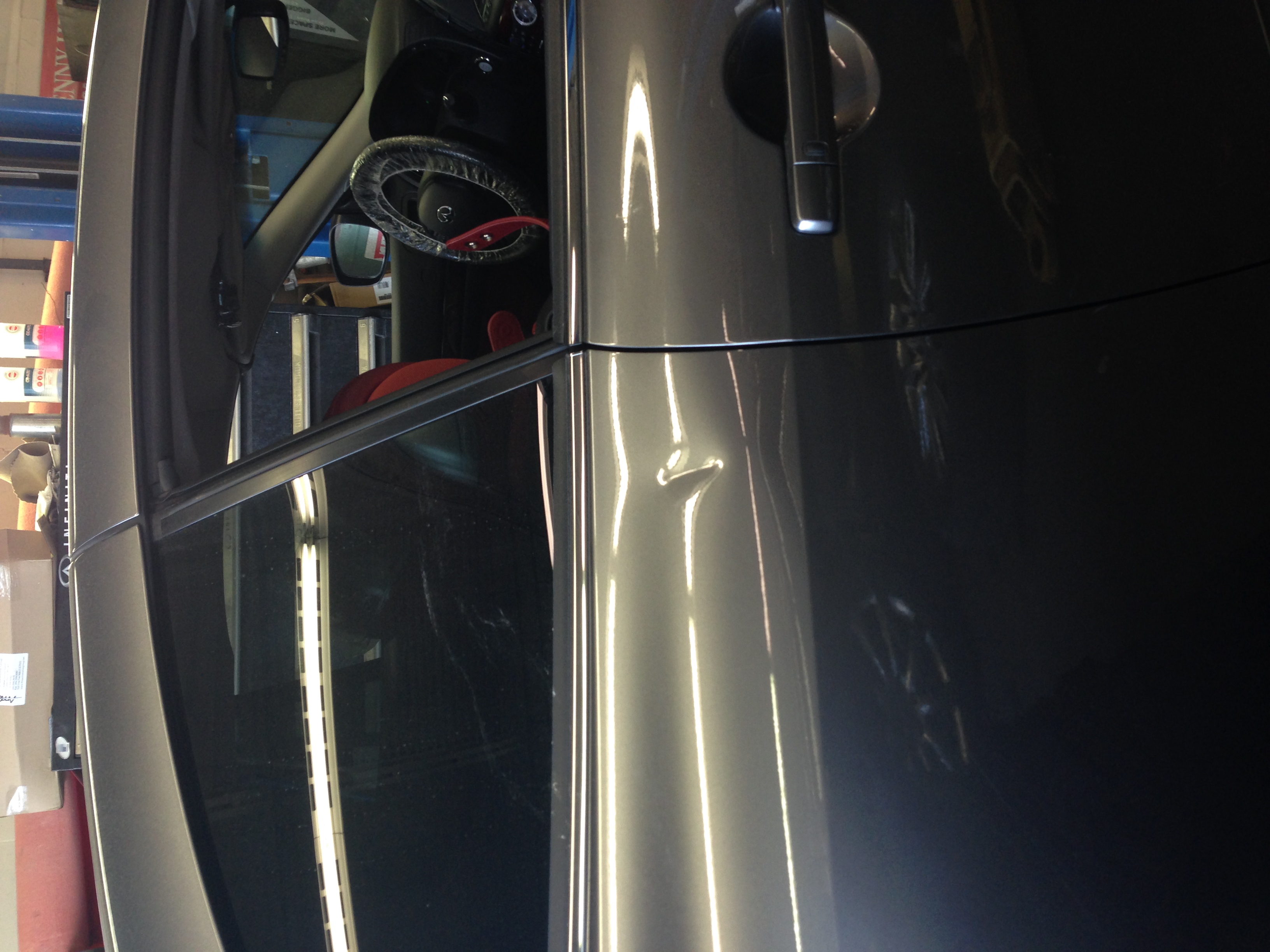 After front door ding near handle area repair